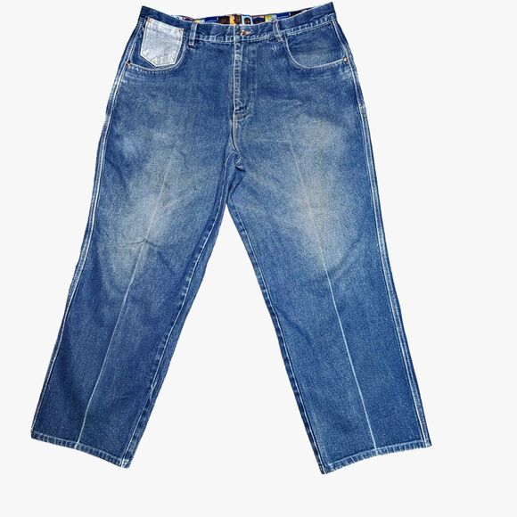 Platinum Fubu Jeans Fat Albert Streetwear Baggy Y2K HipHop Urban Junkyard Sz 40 - Picture 12 of 16